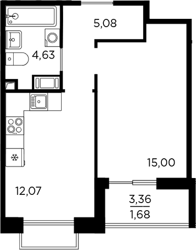 Планировка — RESPECT, 1-комн., 37 м²
