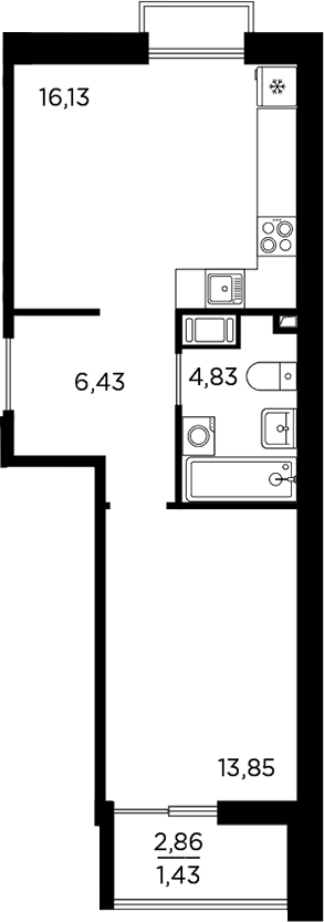 Планировка — RESPECT, 2-комн., 41 м²