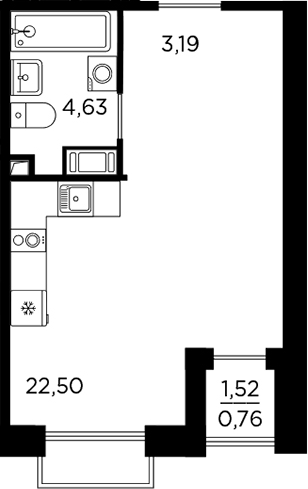 Планировка — RESPECT, Студия, 30 м²