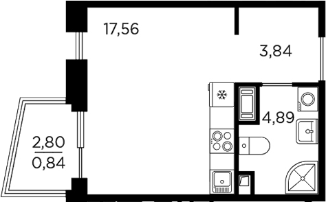Планировка — RESPECT, Студия, 26 м²