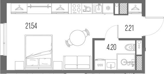 Планировка — Legenda Васильевского, Студия, 28 м²