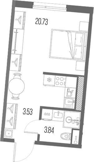 Планировка — Legenda Васильевского, Студия, 28 м²