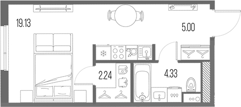 Планировка — Legenda Васильевского, Студия, 31 м²