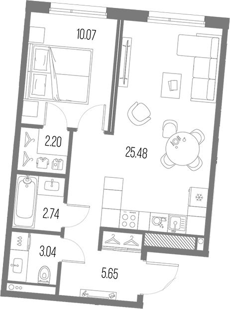 Планировка — Legenda Васильевского, 2-комн., 49 м²