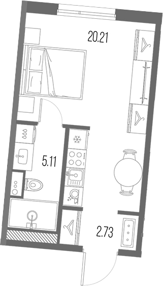 Планировка — Legenda Васильевского, Студия, 28 м²