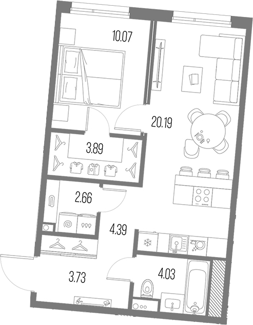 Планировка — Legenda Васильевского, 2-комн., 49 м²