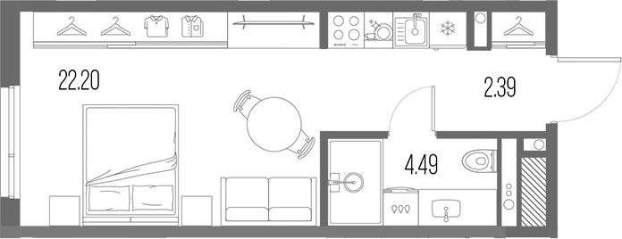 Планировка — Legenda Васильевского, Студия, 29 м²