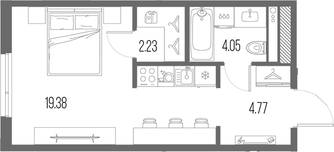 Планировка — Legenda Васильевского, Студия, 30 м²