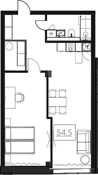 Планировка — Омега-Апарт by Avenue Apart , 1-комн., 55 м²