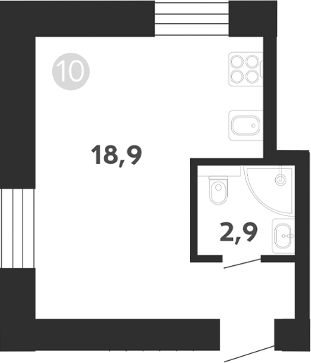 Планировка — Седова, 99, Студия, 22 м²