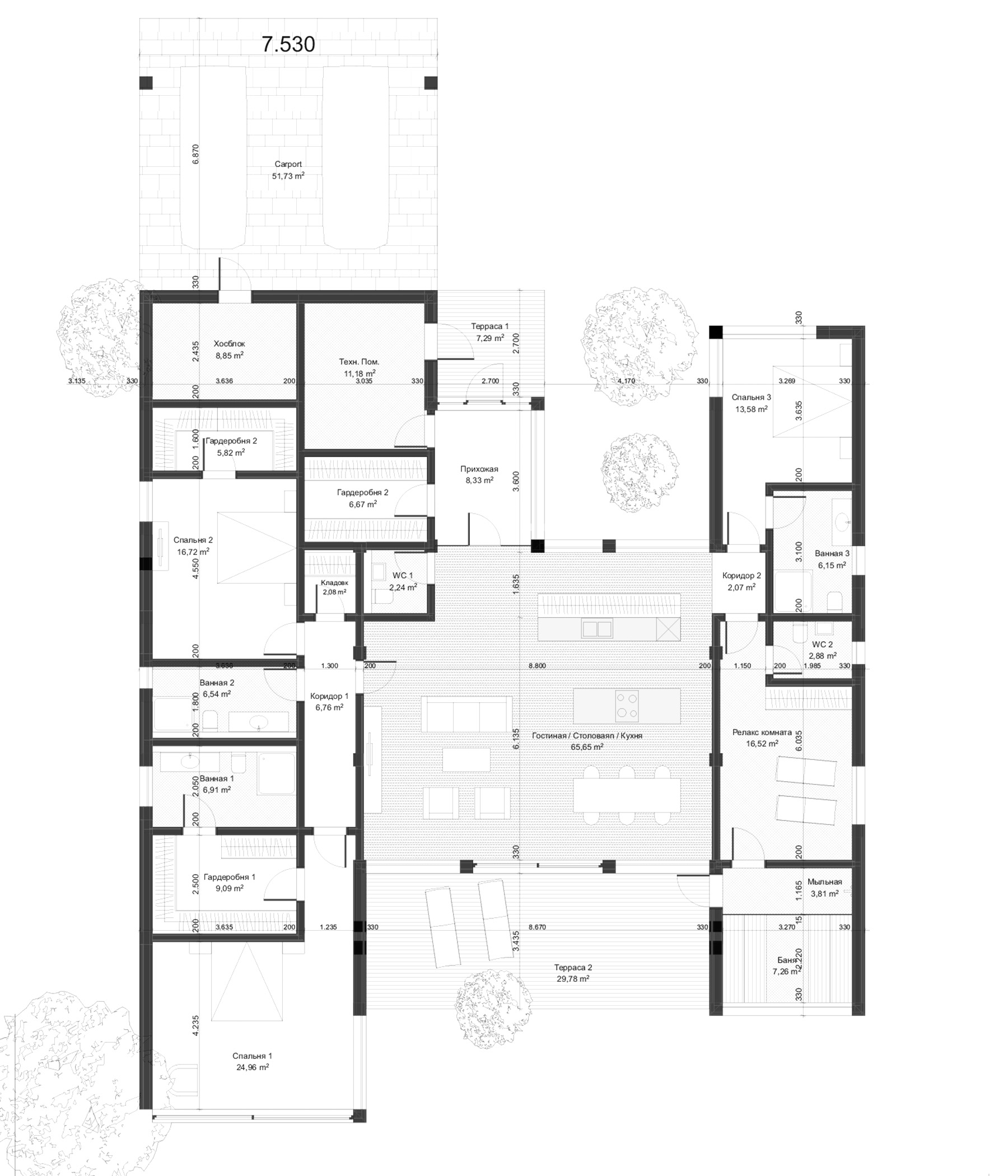 Планировка — Waterline, 4-комн., 227 м²