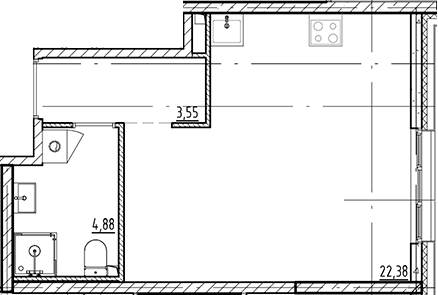 Планировка — Галерная Гавань, Студия, 31 м²