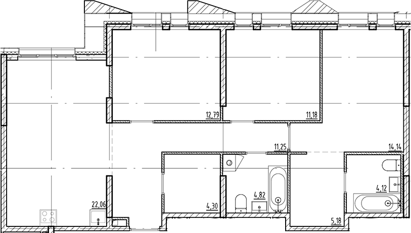 Планировка — Галерная Гавань, 4-комн., 90 м²