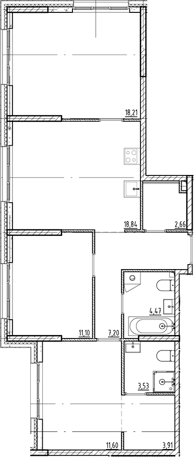 Планировка — Галерная Гавань, 4-комн., 82 м²