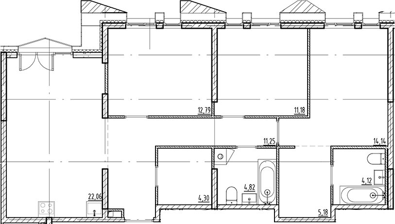 Планировка — Галерная Гавань, 4-комн., 90 м²