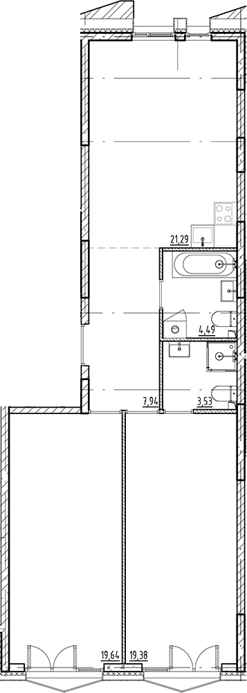 Планировка — Галерная Гавань, 3-комн., 76 м²