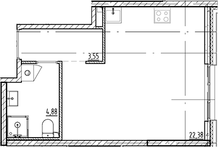 Планировка — Галерная Гавань, Студия, 31 м²