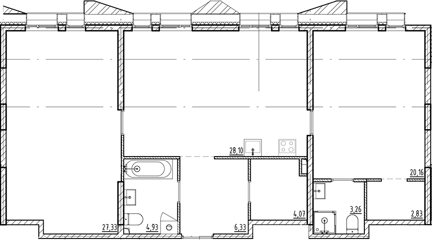 Планировка — Галерная Гавань, 3-комн., 97 м²