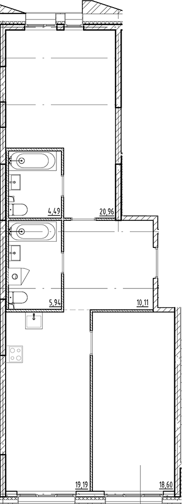 Планировка — Галерная Гавань, 3-комн., 79 м²