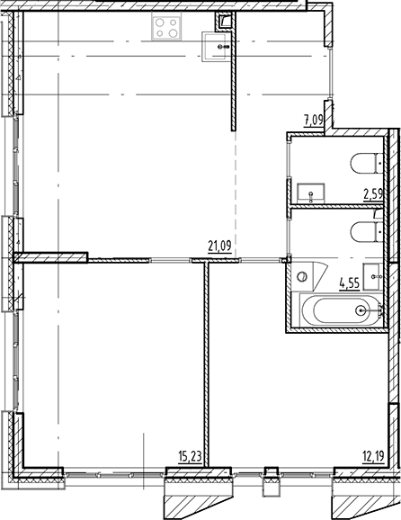 Планировка — Галерная Гавань, 3-комн., 63 м²