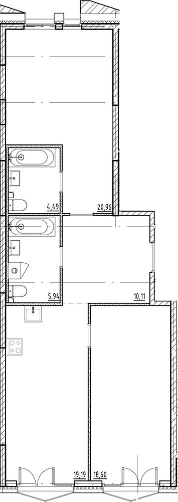 Планировка — Галерная Гавань, 3-комн., 79 м²