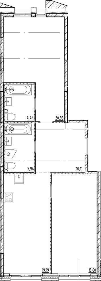 Планировка — Галерная Гавань, 3-комн., 79 м²