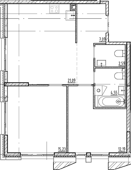 Планировка — Галерная Гавань, 3-комн., 63 м²