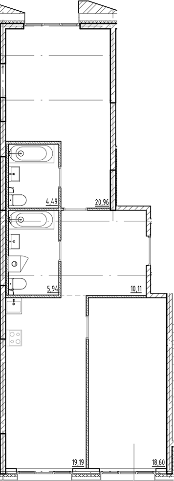 Планировка — Галерная Гавань, 3-комн., 79 м²