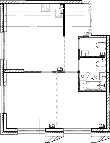 Планировка — Галерная Гавань, 3-комн., 63 м²