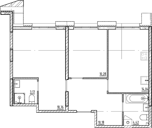 Планировка — Галерная Гавань, 2-комн., 61 м²