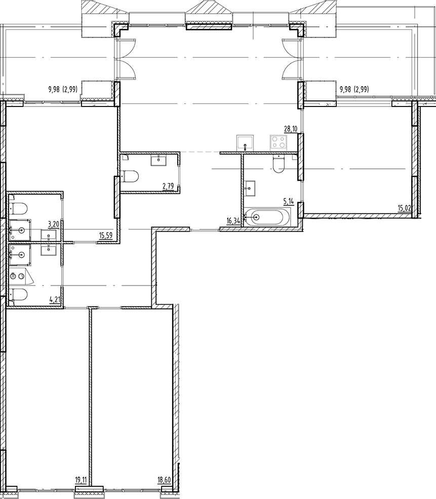 Планировка — Галерная Гавань, 5-комн., 128 м²