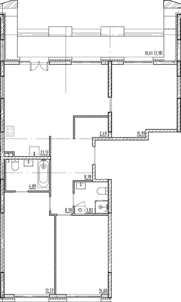 Планировка — Галерная Гавань, 4-комн., 96 м²