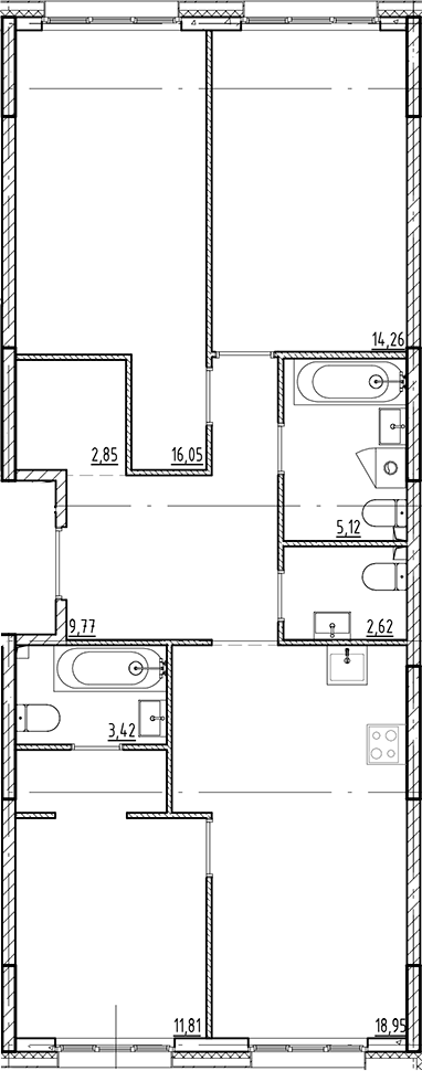 Планировка — Галерная Гавань, 4-комн., 85 м²