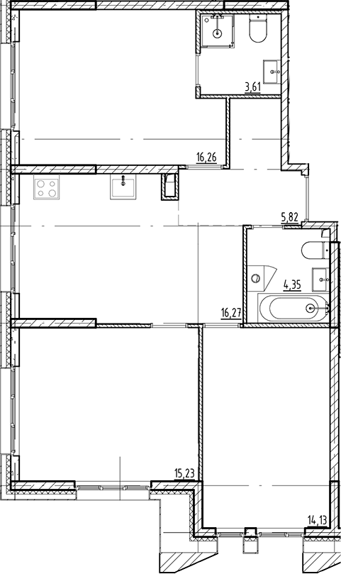 Планировка — Галерная Гавань, 4-комн., 76 м²