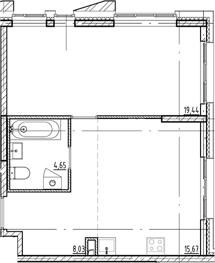Планировка — Галерная Гавань, 2-комн., 48 м²