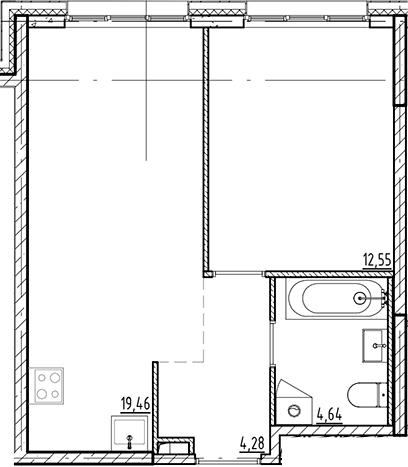 Планировка — Галерная Гавань, 2-комн., 41 м²