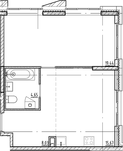 Планировка — Галерная Гавань, 2-комн., 48 м²