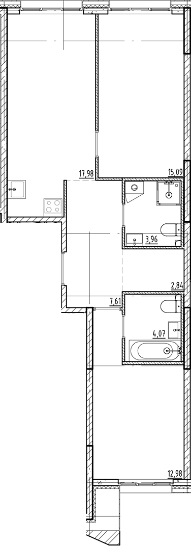Планировка — Галерная Гавань, 3-комн., 65 м²