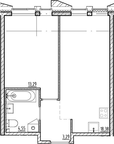 Планировка — Галерная Гавань, 2-комн., 40 м²