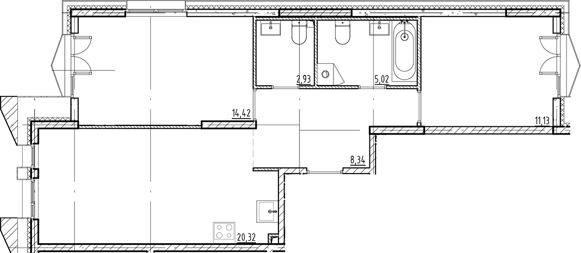 Планировка — Галерная Гавань, 3-комн., 62 м²