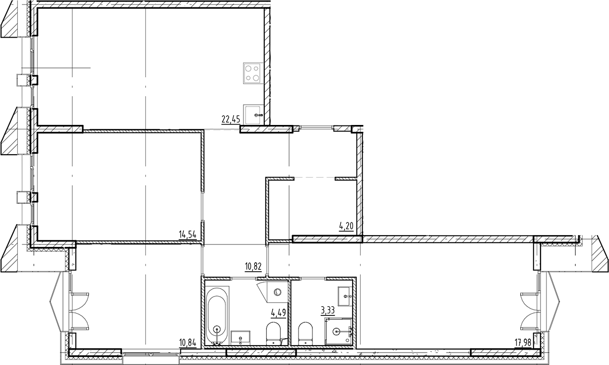 Планировка — Галерная Гавань, 4-комн., 89 м²
