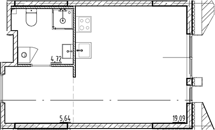 Планировка — Галерная Гавань, Студия, 29 м²