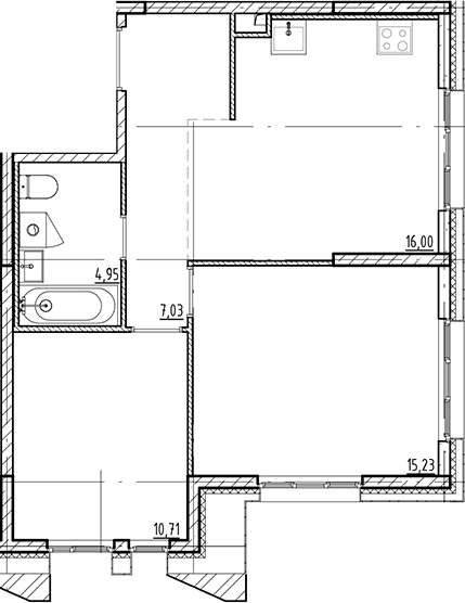 Планировка — Галерная Гавань, 3-комн., 54 м²