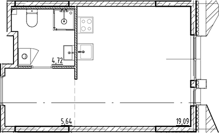 Планировка — Галерная Гавань, Студия, 29 м²