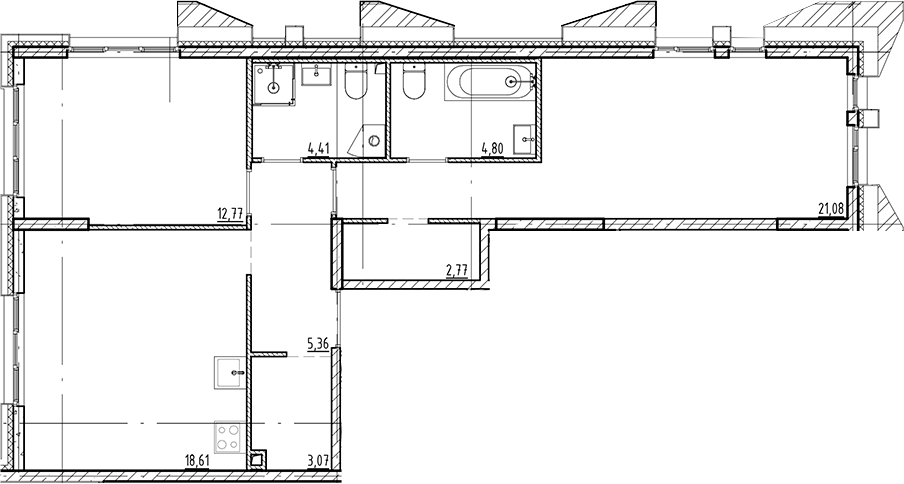 Планировка — Галерная Гавань, 3-комн., 73 м²