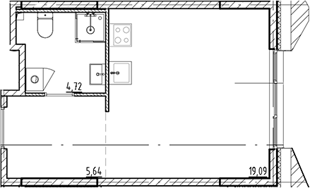 Планировка — Галерная Гавань, Студия, 29 м²