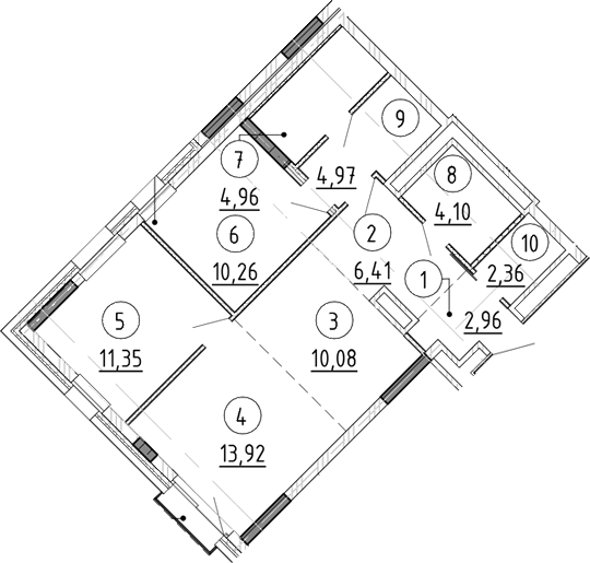 Планировка — Северный ветер, 2-комн., 71 м²