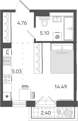 Планировка — STAVNI Обводный, Студия, 29 м²