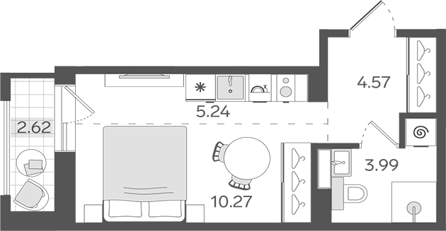 Планировка — STAVNI Обводный, Студия, 24 м²