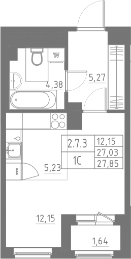 Планировка — Аквилон Солар, Студия, 27 м²